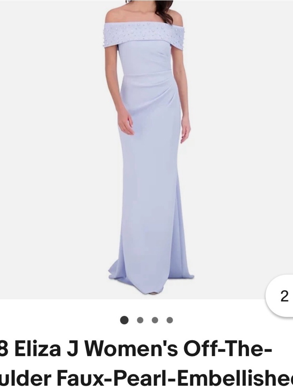 Eliza J Off-the-Shoulder Faux Pearl Embellished Gown - Light Lavender